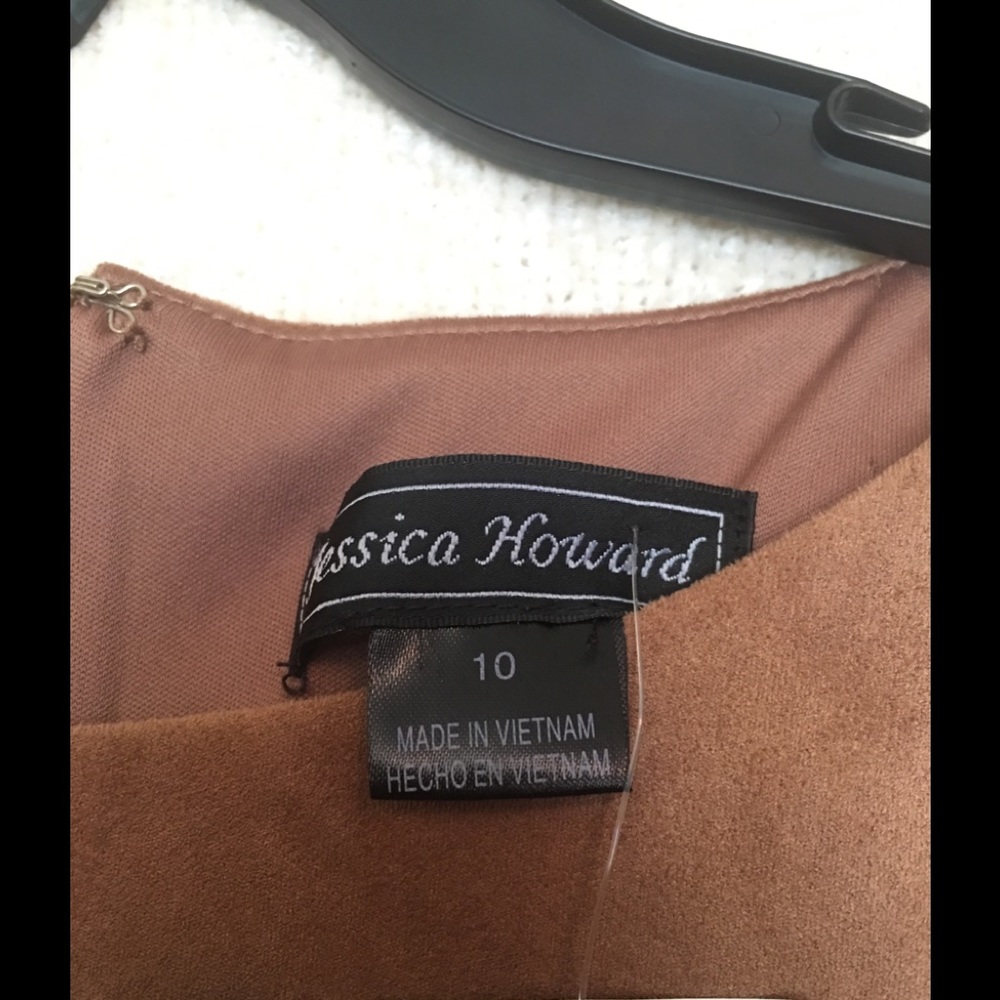 JESSICA HOWARD BROWN SUEDE FIT FLARE DRESS - Picture 4 of 5